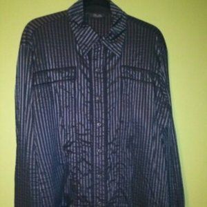 Lip Service Blacklist Silver Pinstripe Cowboy Shirt - XL